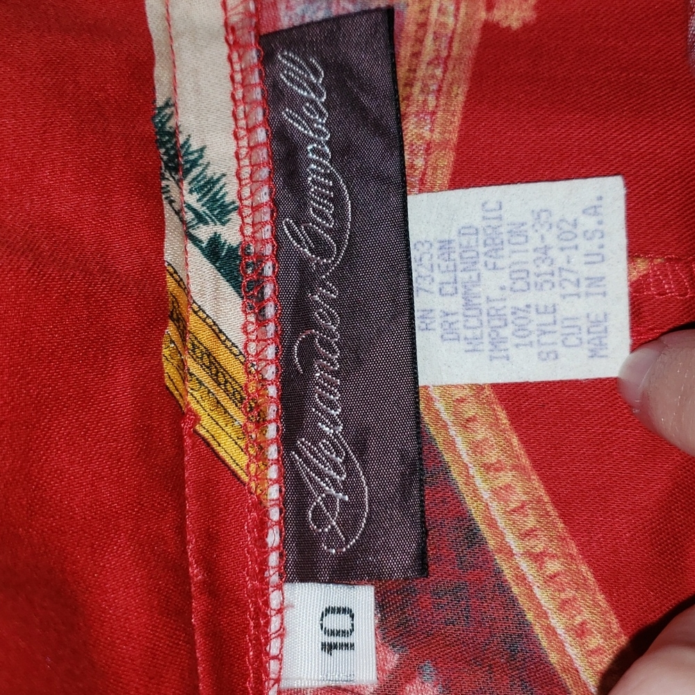 Vintage Alexander Campbell Red and Yellow Horse Portrait Pencil Skirt, Size 10. - Picture 6 of 6
